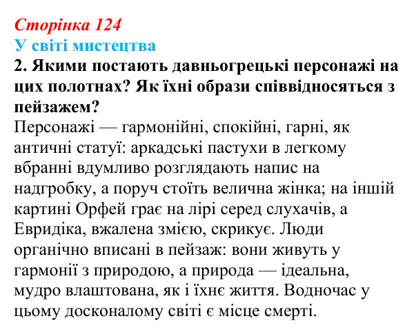 Сторінка 124, завдання 2 Відповідь до завдання 2 (с. 124) із зарубіжної літератури для 9 класу, Волощук 2026: Класицизм