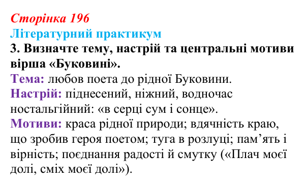 Сторінка 196, завдання 3 Відповідь до завдання 3 (с. 196) із зарубіжної літератури для 9 класу, Волощук 2026: Романтична лірика: Гейне, Гюго...