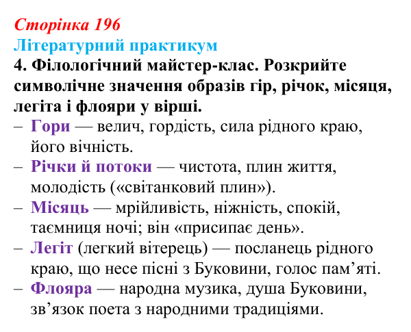 Сторінка 196, завдання 4 Відповідь до завдання 4 (с. 196) із зарубіжної літератури для 9 класу, Волощук 2026: Романтична лірика: Гейне, Гюго...