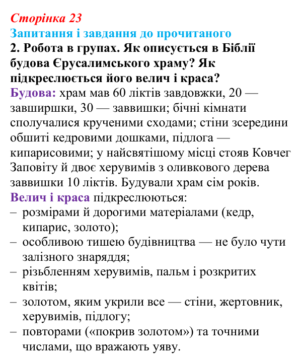 Відповідь до завдання 2 (с. 23) із зарубіжної літератури для 9 класу, Волощук 2026: Цар Соломон: ідеальний правитель...