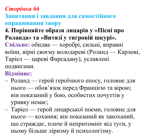 Сторінка 66, завдання 4 Відповідь до завдання 4 (с. 66) із зарубіжної літератури для 9 класу, Волощук 2026: Пам’ятки середньовічної культури