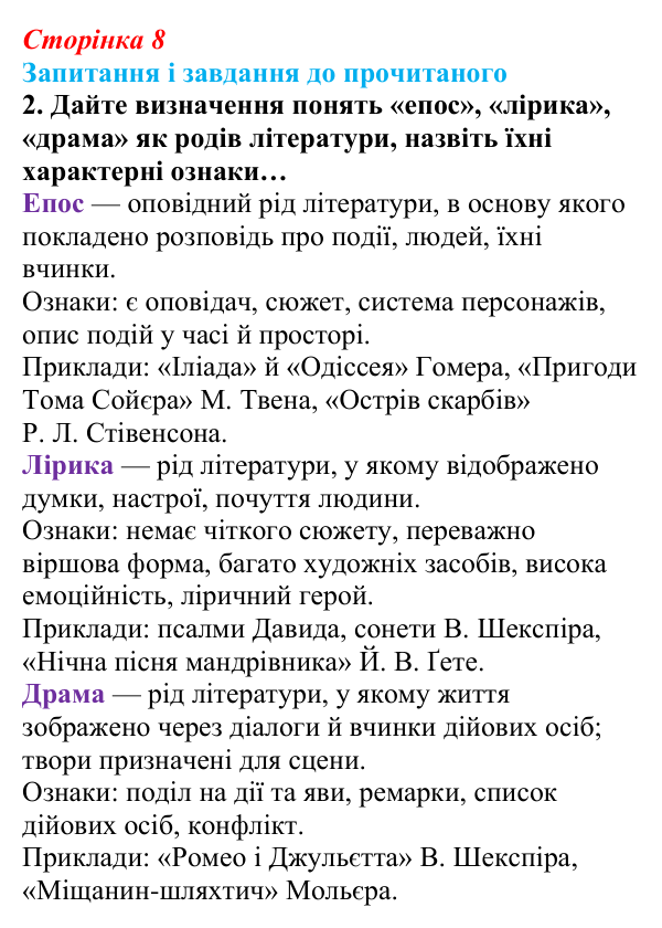 Відповідь до завдання 2 (с. 8) із зарубіжної літератури для 9 класу, Волощук 2026: Вступ. Що таке історія літератури