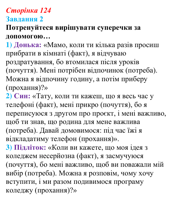 Відповідь до завдання 2 (с. 124) зі здоров’я, безпеки та добробуту для 9 класу, Гущина 2026: Сила спокою: як зберегти...