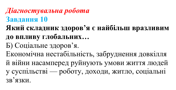Відповідь до завдання 10 діагностувальної роботи зі здоров’я, безпеки та добробуту для 9 класу, Поліщук 2026