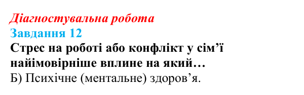 Відповідь до завдання 12 діагностувальної роботи зі здоров’я, безпеки та добробуту для 9 класу, Поліщук 2026