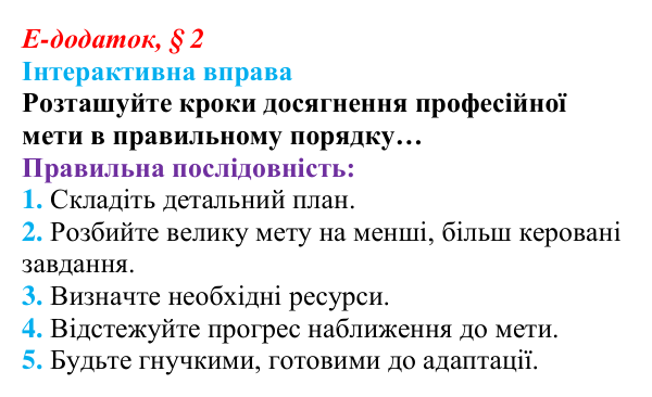 Відповідь до інтерактивної вправи е-додатка (§ 2) зі здоров’я, безпеки та добробуту для 9 класу, Поліщук 2026: Життєве...