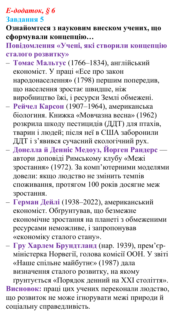 Відповідь до завдання 5 е-додатка (§ 6) зі здоров’я, безпеки та добробуту для 9 класу, Поліщук 2026: Реалізація принципів...