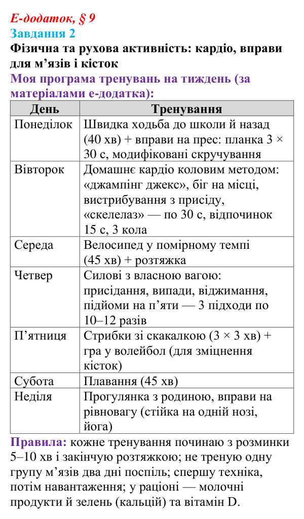 Відповідь до завдання 2 е-додатка (§ 9) зі здоров’я, безпеки та добробуту для 9 класу, Поліщук 2026: Взаємозв’язок...