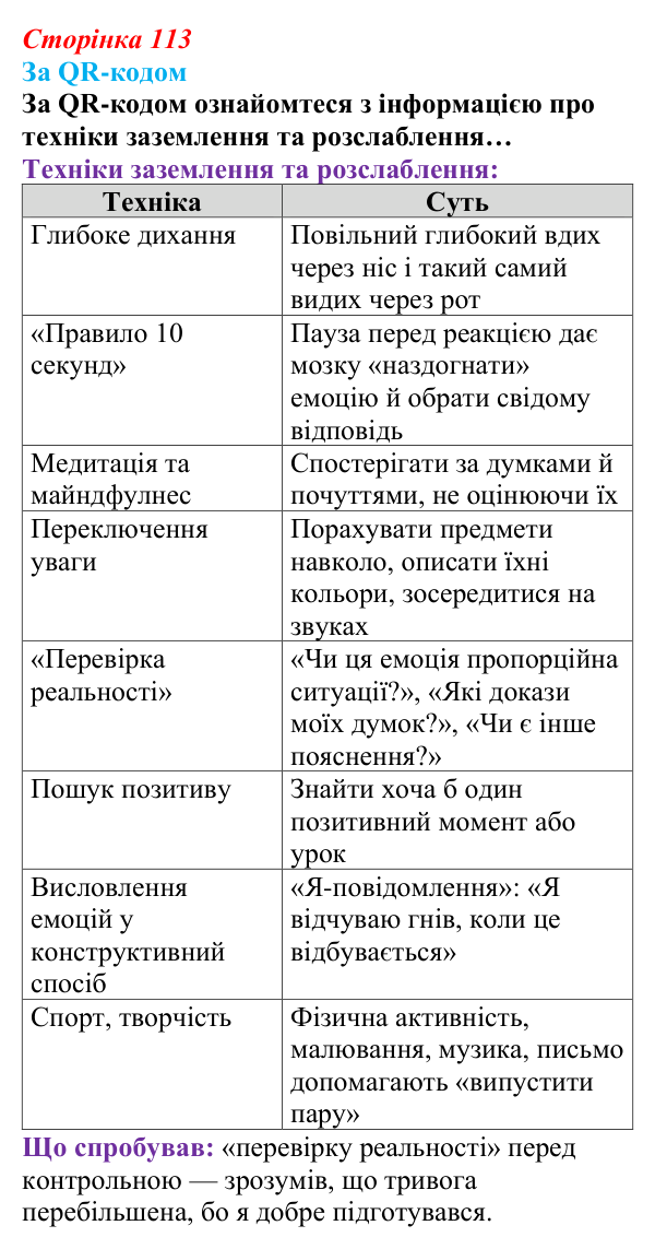 Відповідь до завдання 1 (с. 113) зі здоров’я, безпеки та добробуту для 9 класу, Поліщук 2026: Формування міжособистісних...