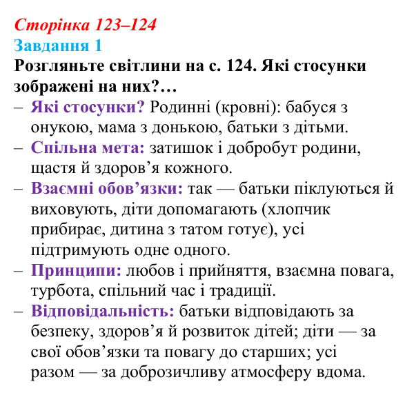 Відповідь до завдання 1 (с. 123–124) зі здоров’я, безпеки та добробуту для 9 класу, Шиян 2026: Принципи формування...