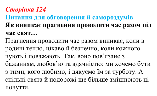 Відповідь до питань для обговорення (с. 124) зі здоров’я, безпеки та добробуту для 9 класу, Шиян 2026: Принципи формування...