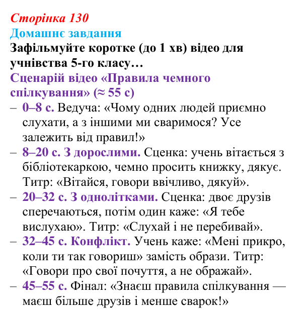 Відповідь до домашнього завдання (с. 130) зі здоров’я, безпеки та добробуту для 9 класу, Шиян 2026: Принципи формування...