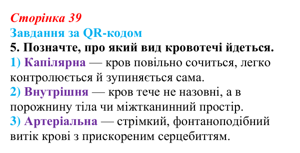 Відповідь до завдання за QR-кодом, завдання 5 (с. 39) зі здоров’я, безпеки та добробуту для 9 класу, Шиян 2026: Перша...