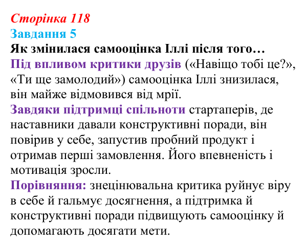 Відповідь до завдання 5 (с. 118) зі здоров’я, безпеки та добробуту для 9 класу, Василенко 2026: Людина серед людей