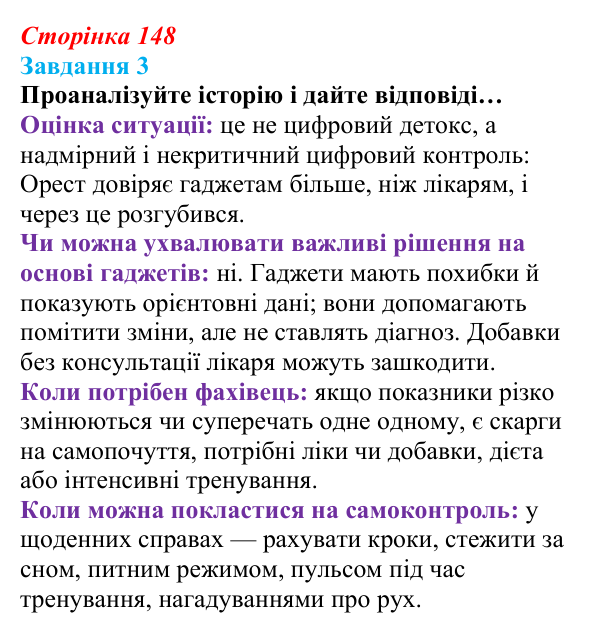 Відповідь до завдання 3 (с. 148) зі здоров’я, безпеки та добробуту для 9 класу, Василенко 2026: Моє тіло змінюється...