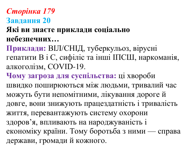 Відповідь до завдання 20 (с. 179) зі здоров’я, безпеки та добробуту для 9 класу, Василенко 2026: Сексуальність і безпека...