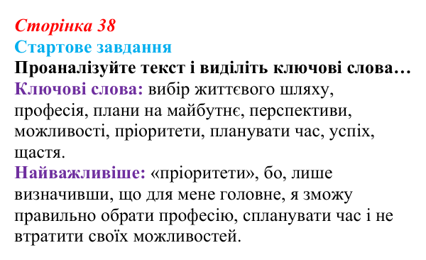 Відповідь до стартового завдання (с. 38) зі здоров’я, безпеки та добробуту для 9 класу, Василенко 2026: Особистісний...