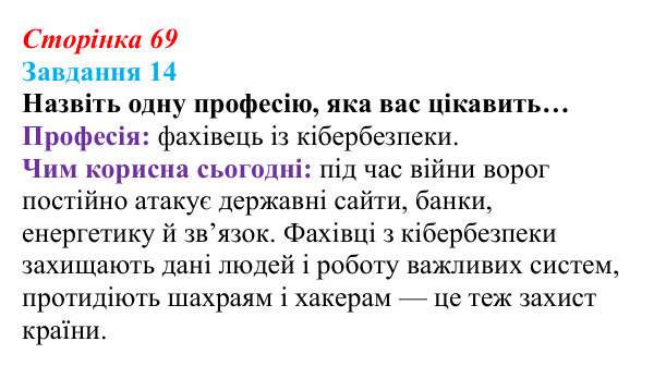 Відповідь до завдання 14 (с. 69) зі здоров’я, безпеки та добробуту для 9 класу, Василенко 2026: Ким бути