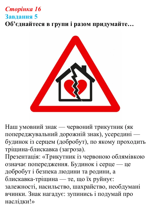 Відповідь до завдання 5 (с. 16) зі здоров’я, безпеки та добробуту для 9 класу, Задорожна 2026: Шляхи створення добробуту