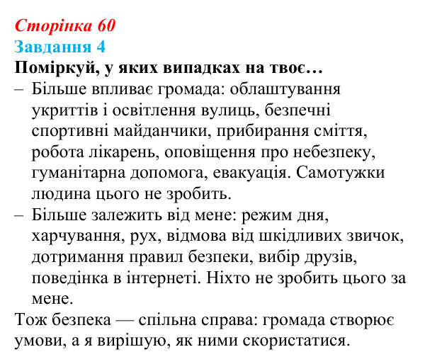 Відповідь до завдання 4 (с. 60) зі здоров’я, безпеки та добробуту для 9 класу, Задорожна 2026: Реалізація права людини...